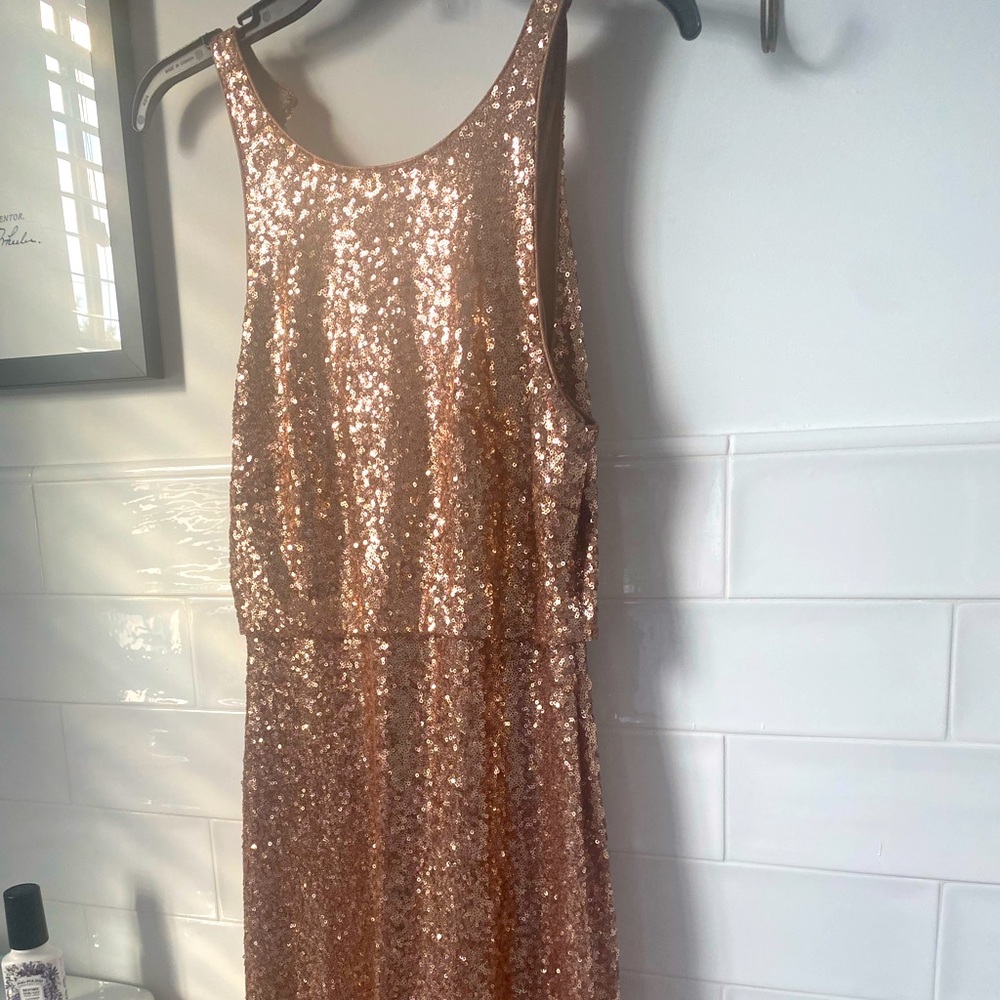 Blush/ rose colored Jenny yoo sequenced dress